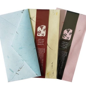 Koreanisches Maulbeerpapier (Hanji) Dekorative Briefumschläge - 10 Zähler - Zehn Stile zur Auswahl!