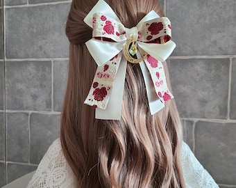 Night Blooming Rose “Luna” Ribbon Hair Clip & Brooch