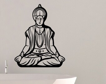 Meditating wall art decal for your living room or bedroom - Zen up your home with this large easy to apply decal - Peaceful Yoga sticker