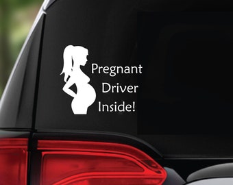Pregnant Driver Car Decal: Car Rear Window Sticker