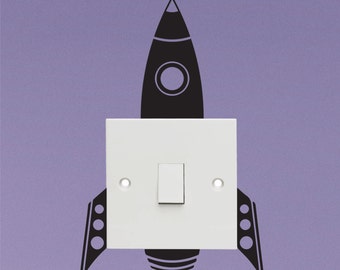 Rocket ship light switch sticker - Vinyl Decal Sticker - Kids light switch sticker decal - Spaceship