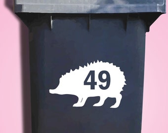 2 Hedgehog Wheelie Bin Decals. House Number Sticker. Bin Trash Skip Rubbish Home Bin Transfers. Street Name Decals. Peel and Stick