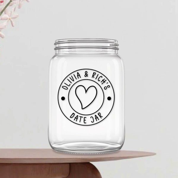 Custom Date Night Jar Vinyl Decal - Personalized Couples' Names - Memorable Gift Idea
