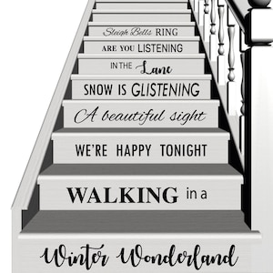 Winter Wonderland Treppen Abziehbilder. Weihnachtstreppe. Riser Abziehbild Transfers. Festliche Treppendekoration