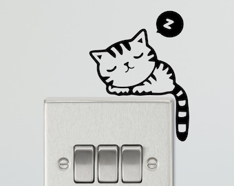 Sleeping Cat // Light Switch Decal // Girls Room, Boys Room, Bedroom, Play Room // Peel & Stick // Great Small Gift Present Idea