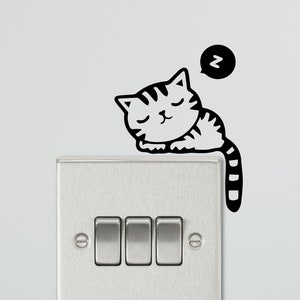 Sleeping Cat // Light Switch Decal // Girls Room, Boys Room, Bedroom, Play Room // Peel & Stick // Great Small Gift Present Idea
