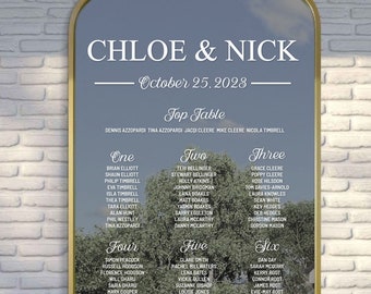 Wedding Seating Plan Mirror Decal – Bespoke Vinyl for Glass, Acrylic or Mirror Display