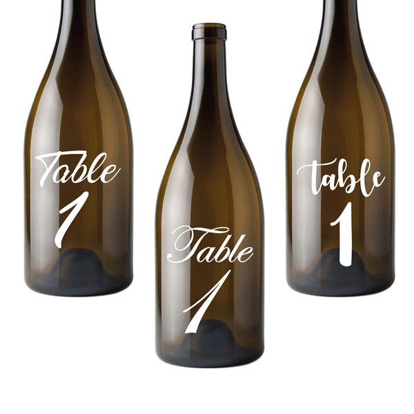 MATCHING Table Number Decals. Table Number Decals. Bottle Table Numbers. Wedding Party Signs.