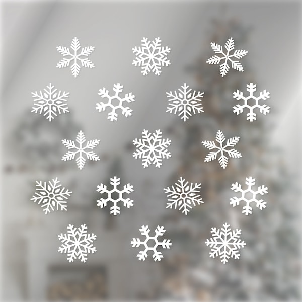 30 Snowflakes Window Decals, Xmas Window Stickers, Shop Front Christmas Decoration Transfers