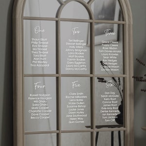 Mirror Table Plan for Window Mirror or Glass Panes - DIY Seating Chart Vinyl Decal - Peel and Stick