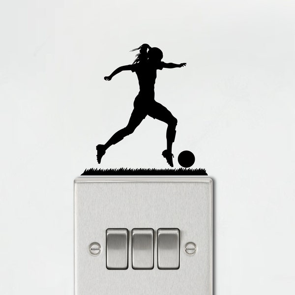 Footballer Light Switch Decal - Score a Winning Goal with Style! Football themed Room - Male or Female Soccer Player