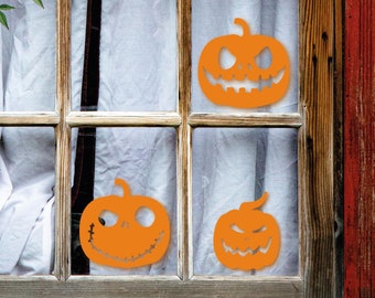 Halloween Scary Pumpkin Decals. Window Decorations. Spooky Party Transfers