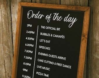 Order Of The Day Wedding Decal. Plan of the Day Sign Transfer. Mirror Acrylic Glass