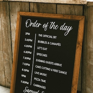 Order Of The Day Wedding Decal. Plan of the Day Sign Transfer. Mirror Acrylic Glass