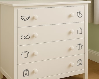 Nursery Drawer Vinyl Decals: Bedroom Clothing & Accessories Organisation. Kids Box Transfers
