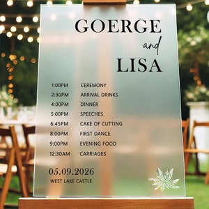 Order Of The Day Wedding Decal. Timeline of Events Sign. Personalised Mirror Acrylic Glass Sticker