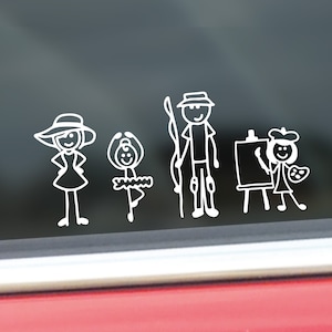 Stick Family Car Decals. Car Glass Stickers of Family Members. Bumper Sticker Family Transfers