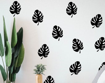 Tropical Swiss Cheese Plant Leaves Wall Decal Pack. Monstera Leaf Design Stickers. Bedroom Living Room Nursery Décor