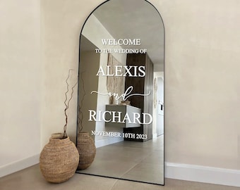 Wedding Welcome Sign Decal | Personalised Names & Date | Welcome To The Wedding Of | Arched Mirror Vinyl Sticker