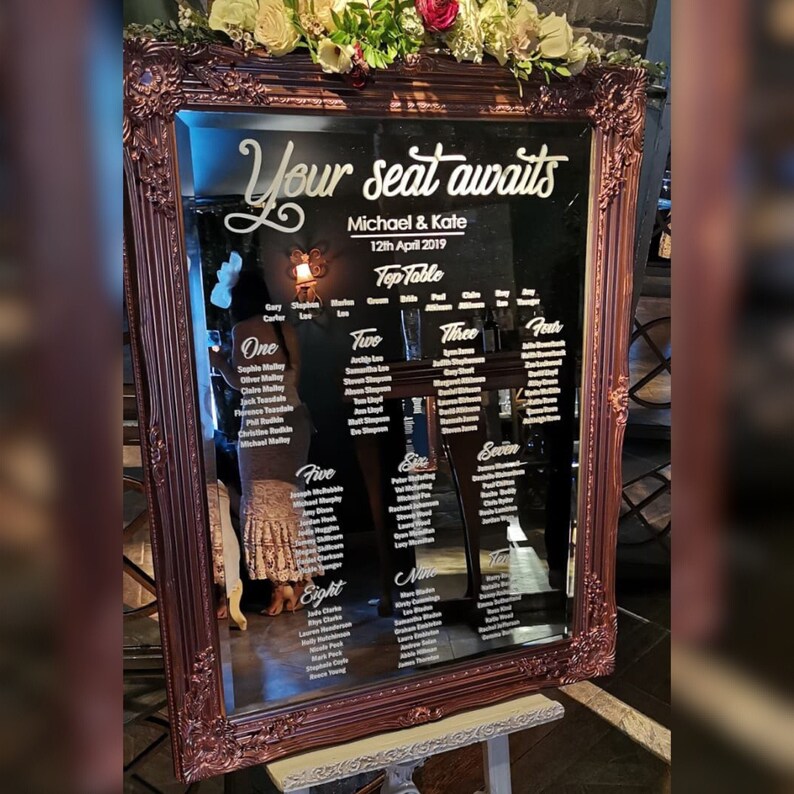 Calcomanía para plano de asientos de boda / Adhesivo personalizado para plano de asientos con espejo / Transferencia de arreglo de mesas a medida imagen 7