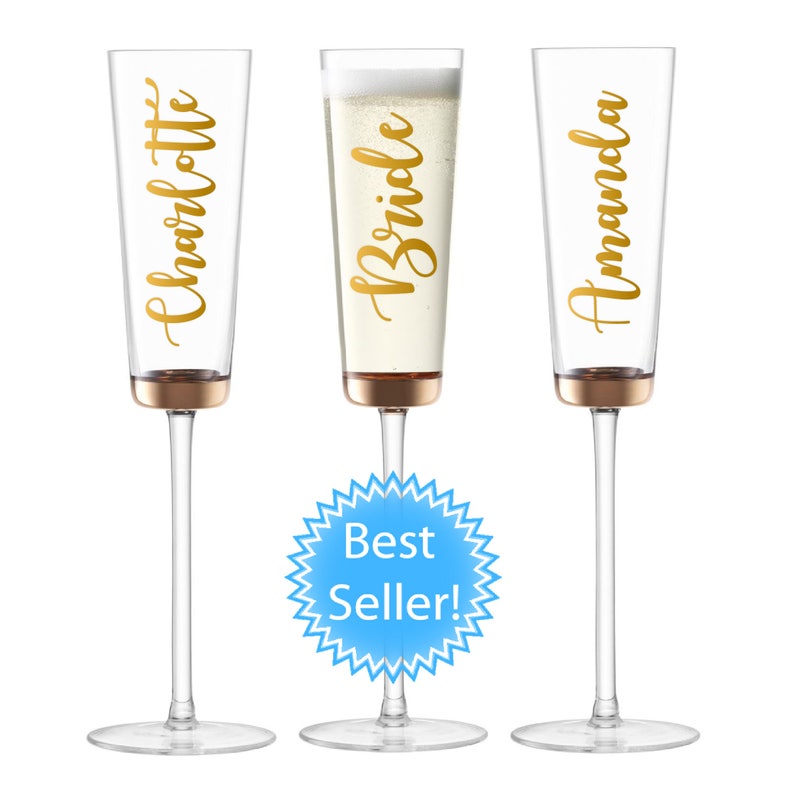 Champagne Flute Decals for Your Wedding Day. Personalised Etsy