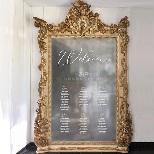 Wedding Seating Plan Vinyl Decal. Personalised Mirror Table Etsy UK