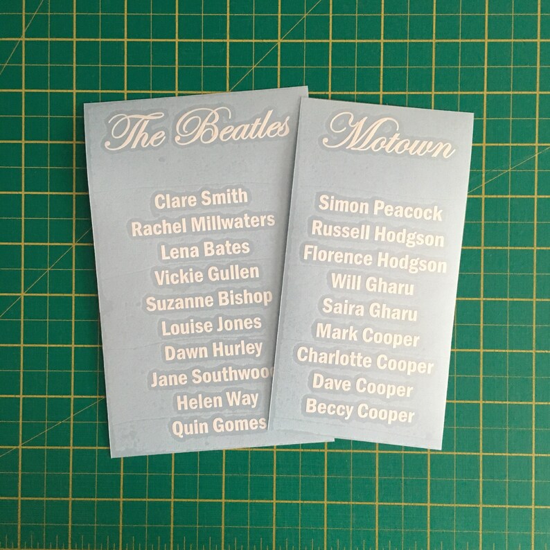 Custom Wedding Table Decals: Seating Plan Transfer, A5 Sized - Etsy