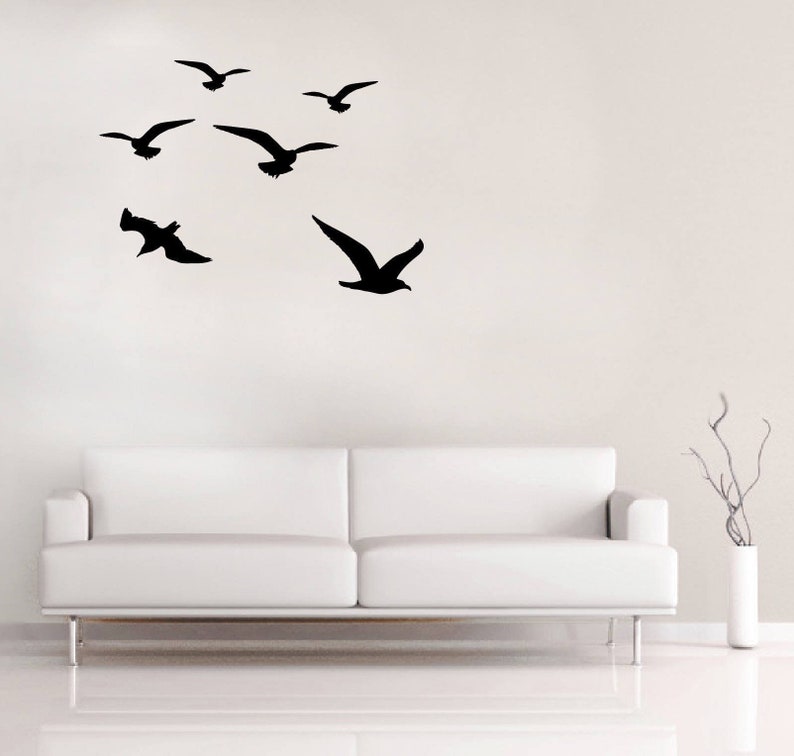 Gull Birds Vinyl Decals // Flock of 8 Bird Wall Stickers // Etsy UK