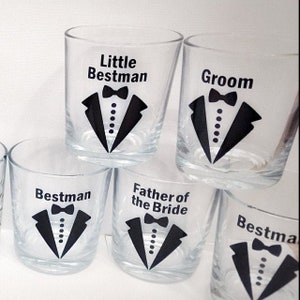 Groomsman Party Wedding Decals. Bow Tie Wedding Stickers. DIY Groomsman Gift. Whiskey, Beer, Wine, Flask, Box Transfer image 6