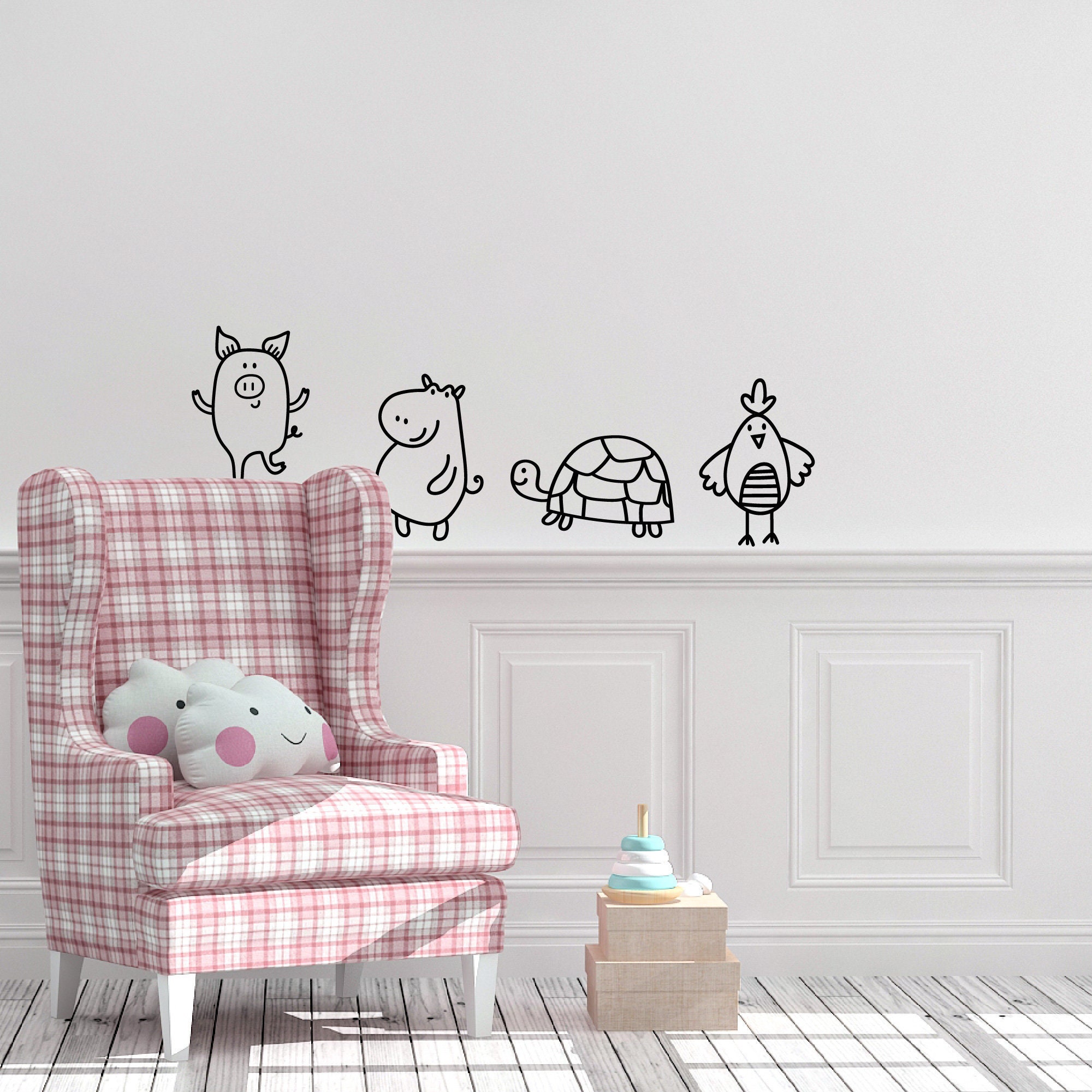 Cute Animal Wall Decals. Wild Animal Wall Decor. Artistic Etsy UK