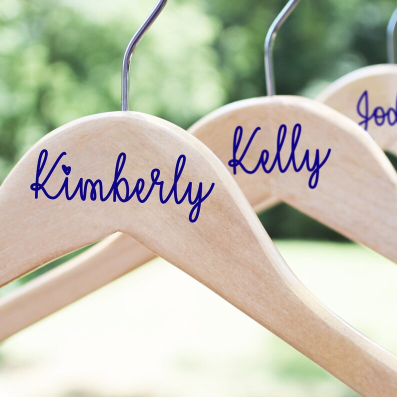 Custom Name Decals For Wood Hanger Bridal Party Decals Etsy