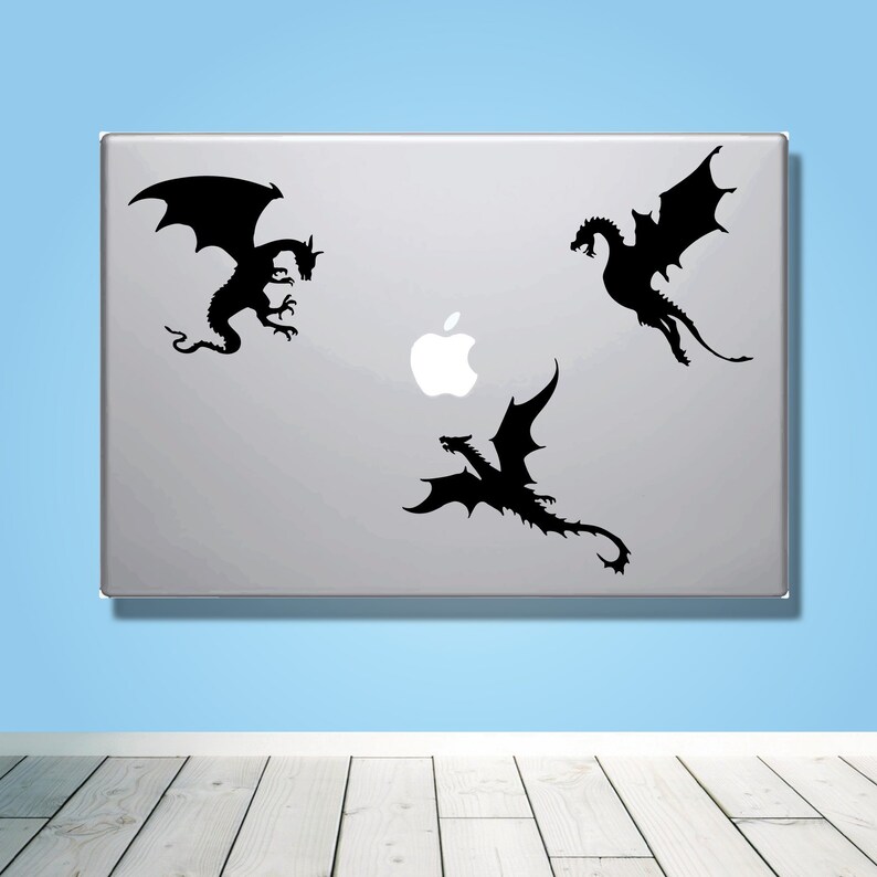 3 Dragon Vinyl Decals // Macbook Laptop Decal Stickers // Etsy