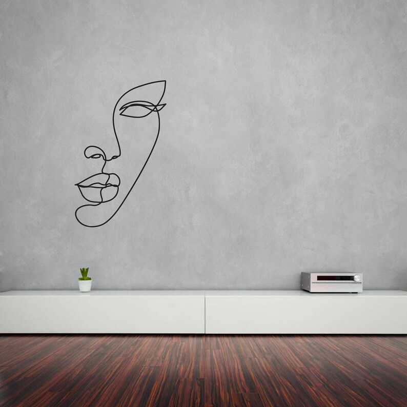 Line Art Wall Transfer // Abstract Face Decal // Artistic Wall Etsy