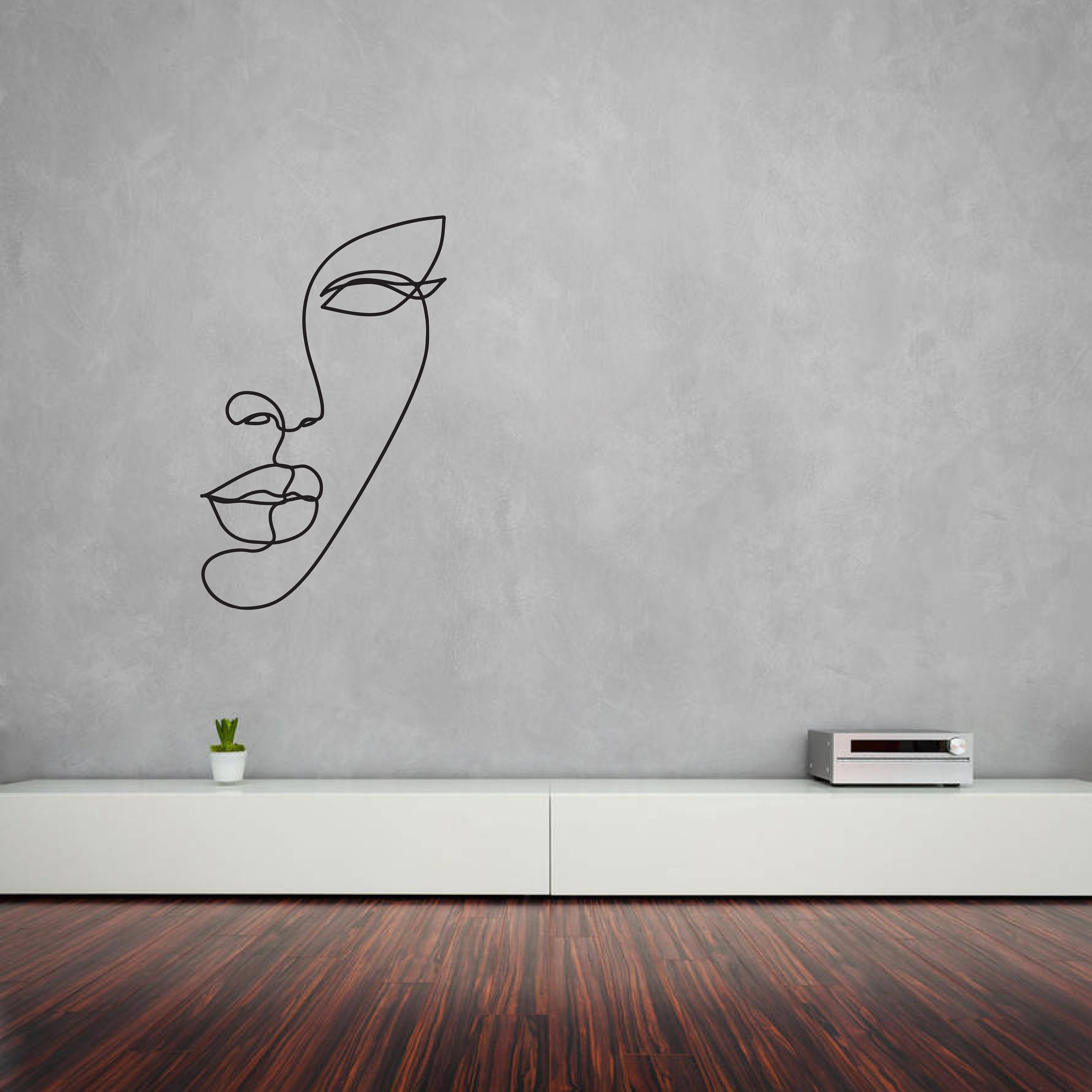 Line Art Wall Transfer // Abstract Face Decal // Artistic Wall Etsy UK
