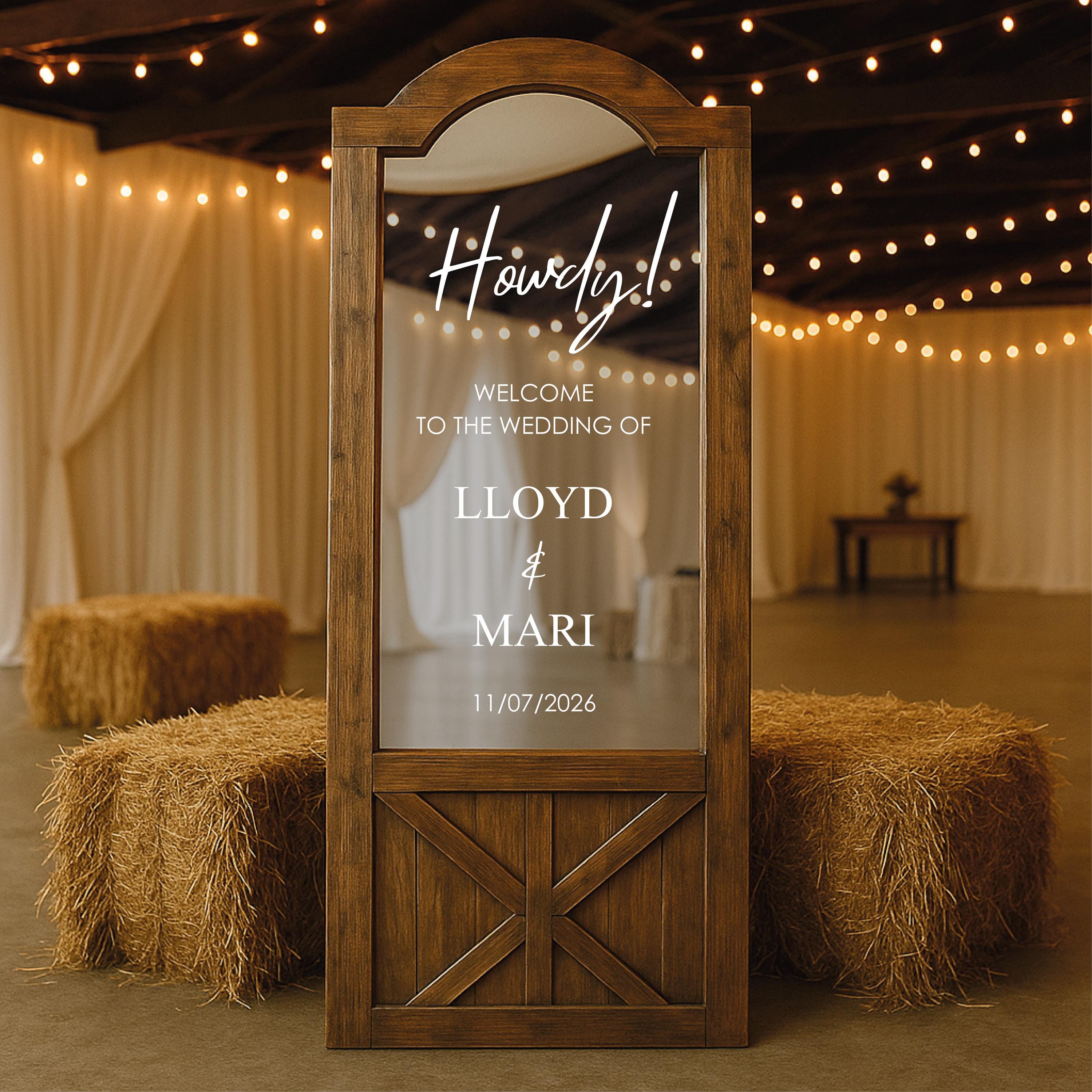 Howdy Welcome Sign Decal: Western Wedding Cowboy Style Vinyl Sticker ...