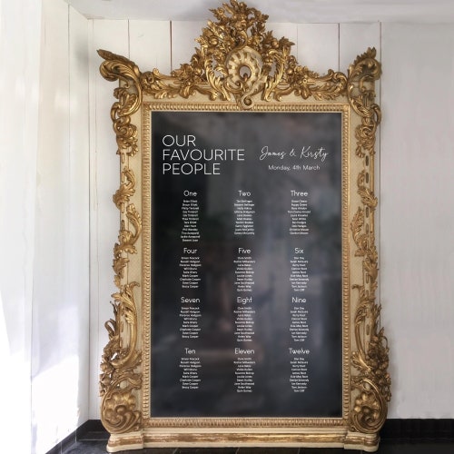 Wedding Seating Plan Vinyl Decal. Personalised Mirror Table Etsy