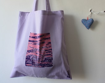 SAC EN COTON VIOLET - « Reflections » - Sérigraphie faite main en deux couleurs