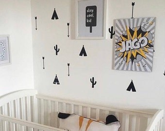 Tribal Wall Stickers / Decals. Arrows, Cactus and Teepee Shaped Wall Stickers / Decals