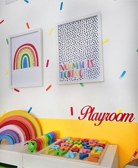 Free P&P Decals:UK seller 200 x Rainbow Colour Sprinkle Shaped Wall Stickers