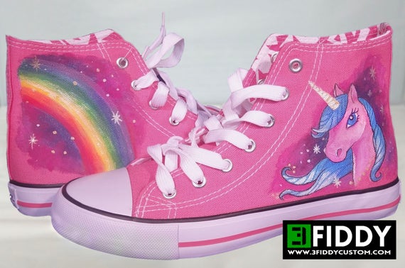 Hand painted PINK UNICORN Sneakers 
