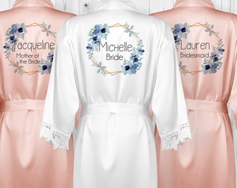 Personalised Bridal Party Robes,  Bridesmaid Robes, Wedding Dressing Gowns, Satin Bridal Robes, Wedding Robes