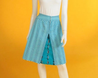 Falda vintage de corte A de los años 70: Harrods Nucci D'Angiò Chevron Cotton Small