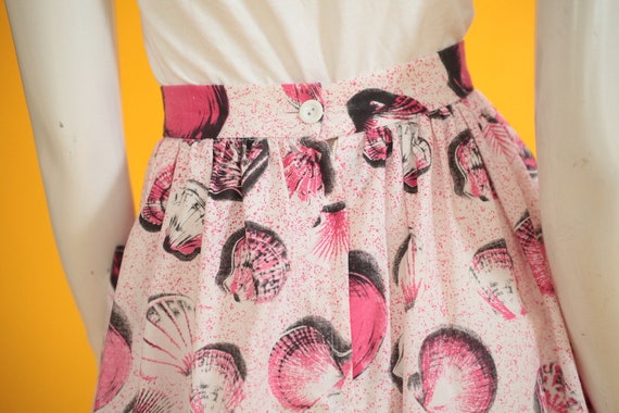 Vintage Skirt 1970s 1950s Style Pink & White Shel… - image 6