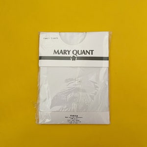 Vintage Tights Mary Quant 1980s White Daisy Flocked Pearl Hosiery Brand New Dead Stock