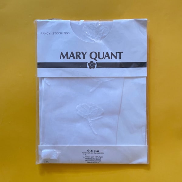 Vintage 1980's 'Mary Quant' White Flocked Poppy Stockings. Brand New.