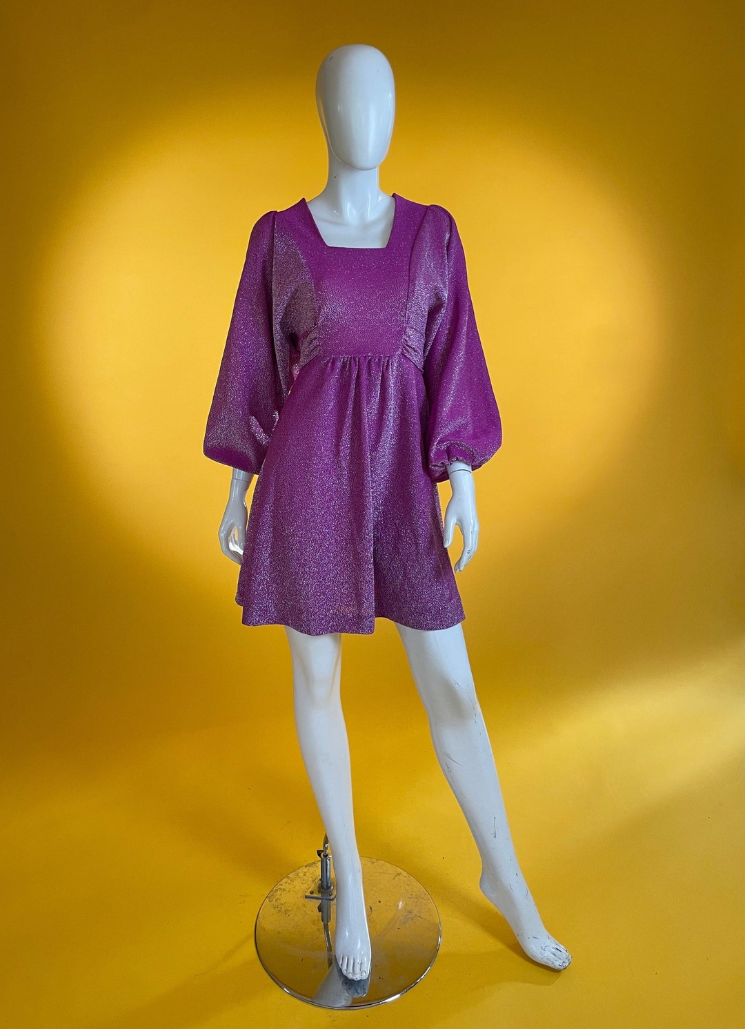Vintage 70s Mini Dress: Purple Glitter Lurex 'bus Stop' Small - Etsy