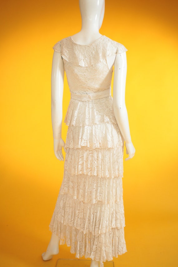 Vintage 1920s/1930s Wedding Dress Cream Silk Lace… - image 8