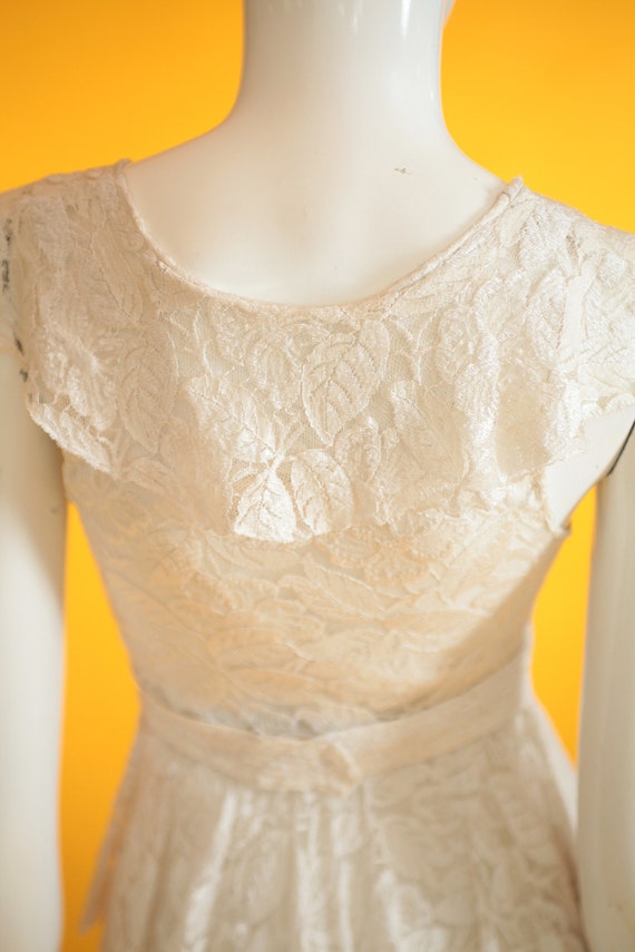 Vintage 1920s/1930s Wedding Dress Cream Silk Lace… - image 10