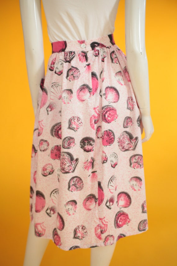 Vintage Skirt 1970s 1950s Style Pink & White Shel… - image 5
