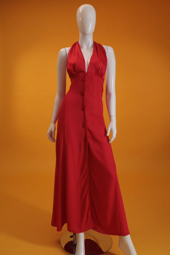 Vintage Ossie Clark for Radley Dress 1970s Red Ha… - image 2